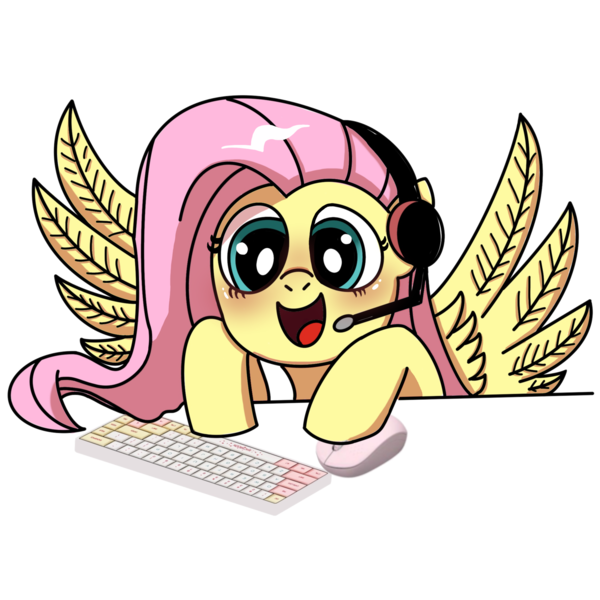 Size: 2048x2048 | Tagged: safe, artist:aking, artist:harleen, derpibooru import, fluttershy, pegasus, pony, headset, image, png, solo