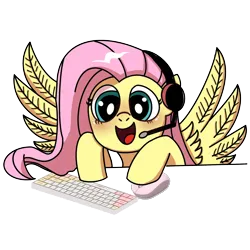 Size: 2048x2048 | Tagged: safe, artist:aking, artist:harleen, derpibooru import, fluttershy, pegasus, pony, headset, image, png, solo