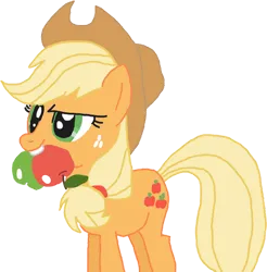 Size: 900x914 | Tagged: safe, artist:totalcrazyness101, derpibooru import, applejack, earth pony, pony, apple, applejack's hat, cowboy hat, female, food, hat, image, mare, mouth hold, png, simple background, solo, transparent background