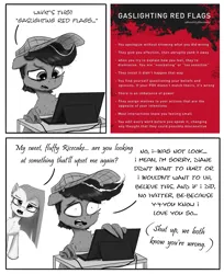 Size: 3500x4279 | Tagged: safe, artist:chopsticks, derpibooru import, pinkie pie, oc, oc:chopsticks, pegasus, pony, comic:wtb is this?, canon x oc, comic, computer, computer mouse, female, hat, image, laptop computer, male, monochrome, pinkamena diane pie, png, text, wing hands, wings