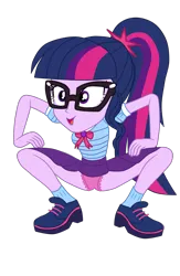 Size: 1800x2763 | Tagged: suggestive, artist:gmaplay, derpibooru import, sci-twi, twilight sparkle, equestria girls, equestria girls series, holidays unwrapped, spoiler:eqg series (season 2), clothes, image, panchira, panties, png, purple underwear, solo, underwear