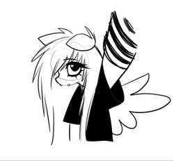 Size: 1545x1434 | Tagged: safe, artist:katputze, derpibooru import, fluttershy, pegasus, pony, alternate hairstyle, black and white, clothes, emo, female, grayscale, image, jpeg, lip piercing, looking up, mare, messy mane, monochrome, piercing, shirt, simple background, sketch, snake bites, solo, white background