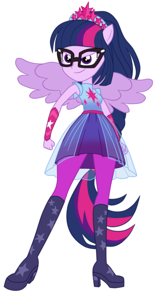 Size: 1900x3573 | Tagged: safe, artist:gmaplay, derpibooru import, sci-twi, twilight sparkle, ponified, pony, cheer you on, equestria girls, equestria girls series, spoiler:eqg series (season 2), >:), boots, clenched fist, clothes, glasses, gorget, image, jewelry, leggings, long hair, png, ponied up, pony ears, regalia, shoes, skirt, sleeveless, solo