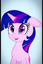 Size: 512x768 | Tagged: safe, machine learning generated, stable diffusion, twibooru exclusive, twilight sparkle, pony, unicorn, cute, female, gradient background, image, mare, png, scrunchy face, twiabetes