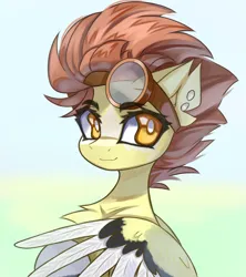 Size: 3282x3698 | Tagged: safe, artist:jfrxd, derpibooru import, oc, unofficial characters only, pegasus, pony, chest fluff, colored wings, colored wingtips, goggles, image, looking at you, png, smiling, solo, wings