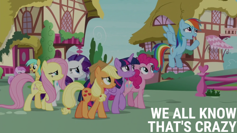 Size: 1920x1080 | Tagged: safe, derpibooru import, edit, edited screencap, editor:quoterific, screencap, applejack, fluttershy, pinkie pie, rainbow dash, rarity, sunshower raindrops, twilight sparkle, the washouts (episode), image, mane six, png