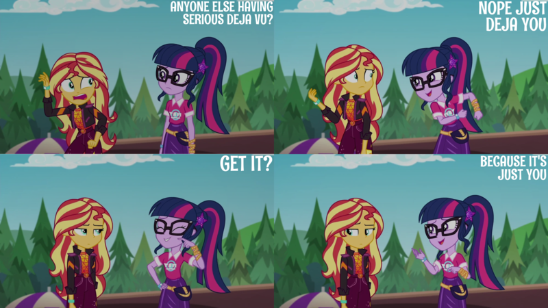 Size: 4400x2475 | Tagged: safe, derpibooru import, edit, edited screencap, editor:quoterific, screencap, sci-twi, sunset shimmer, twilight sparkle, equestria girls, equestria girls series, sunset's backstage pass!, spoiler:eqg series (season 2), image, png