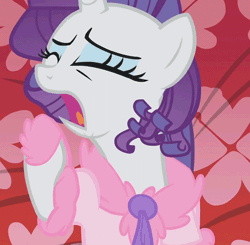 Size: 500x489 | Tagged: suggestive, derpibooru import, edit, edited screencap, screencap, rarity, unicorn, season 1, suited for success, animated, bathrobe, clothes, context is for the weak, eyes closed, fuck me hard, gif, image, invisible stallion, loop, marshmelodrama, messy mane, rarity being rarity, rarity's bedroom, robe, solo, suggestive as fuck