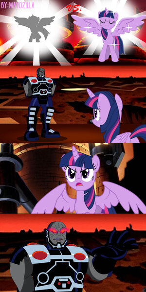 Size: 1000x2000 | Tagged: safe, artist:mayozilla, derpibooru import, twilight sparkle, twilight sparkle (alicorn), alicorn, pony, comic, confrontation, darkseid, dc comics, image, jpeg