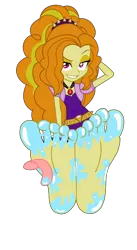 Size: 2388x4367 | Tagged: safe, artist:imperfectxiii, derpibooru import, edit, adagio dazzle, equestria girls, rainbow rocks, barefoot, base, base used, boots, clothes, evil grin, feet, female, fetish, flirting, foot fetish, foot focus, foot worship, gem, grin, headband, image, looking at you, offscreen character, offscreen human, png, sexy, shoes, simple background, siren gem, smiling, smirk, soles, solo, spikes, that was fast, toes, tongue out, transparent background, vector