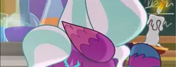 Size: 1483x571 | Tagged: safe, derpibooru import, screencap, opaline, alicorn, pony, my little pony: make your mark, spoiler:g5, spoiler:my little pony: make your mark, spoiler:tyts01e29, butt, candle, cropped, erlenmeyer flask, female, fire, flask, florence flask, g5, image, jpeg, mare, melting, plot, wax