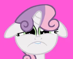 Size: 693x557 | Tagged: safe, artist:starsongandprincessskyla2006, derpibooru import, sweetie belle, pony, unicorn, cute, diasweetes, female, filly, floppy ears, foal, frown, g4, image, pink background, png, sad, sad fillies, simple background, solo, sweetiesad