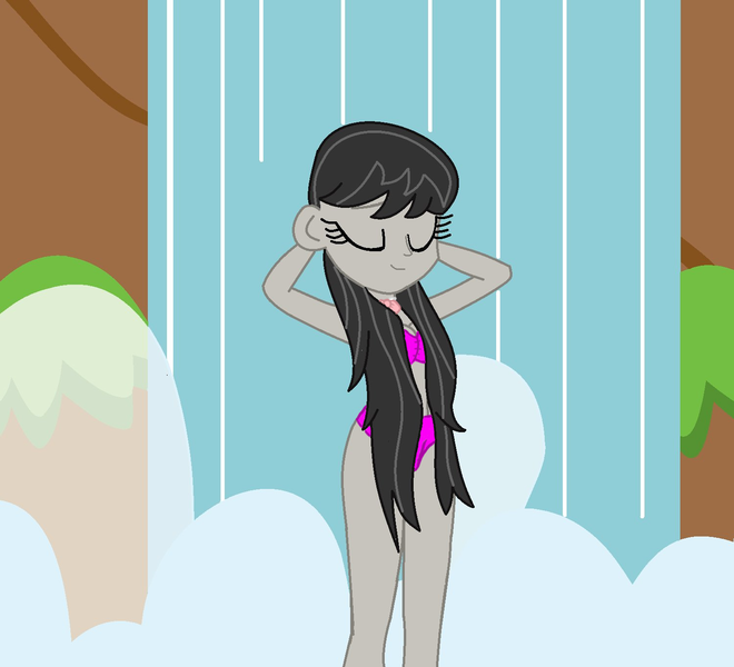 Size: 1500x1364 | Tagged: safe, artist:lekonar13, derpibooru import, edit, edited screencap, screencap, octavia melody, equestria girls, bowtie, clothes, image, png, shower, swimsuit