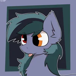 Size: 2000x2000 | Tagged: safe, artist:monycaalot, derpibooru import, oc, oc:scrimmy, unofficial characters only, bat pony, pony, :p, abstract background, bat pony oc, bat wings, bust, chest fluff, commission, ear fluff, fangs, gift art, heterochromia, icon, image, male, png, pony oc, portrait, solo, solo male, tongue out, wings, ych result