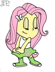 Size: 1280x1660 | Tagged: safe, artist:juanpadraws, derpibooru import, fluttershy, equestria girls, eyes closed, female, image, jpeg, rubber hose animation, simple background, solo, style emulation, white background