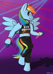 Size: 2000x2800 | Tagged: safe, artist:passionpanther, derpibooru import, rainbow dash, anthro, pegasus, 20% cooler, dancing, glowstick, image, party, png, rave, solo