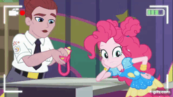 Size: 640x360 | Tagged: safe, derpibooru import, screencap, pinkie pie, equestria girls, equestria girls series, five lines you need to stand in, spoiler:eqg series (season 2), animated, balloon, gif, image