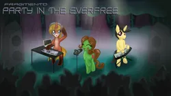 Size: 1920x1080 | Tagged: safe, artist:linkslove, derpibooru import, oc, oc:chichi, oc:metajoker, unofficial characters only, earth pony, pony, unicorn, album cover, crowd, female, headphones, image, jpeg, keyboard, male, mare, microphone, musical instrument, stallion, turntable