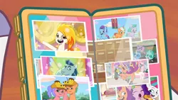 Size: 3410x1920 | Tagged: safe, derpibooru import, screencap, pipp petals, sunny starscout, zipp storm, earth pony, pegasus, pony, my little pony: tell your tale, spoiler:g5, spoiler:my little pony: tell your tale, spoiler:tyts01e26, :o, baby, baby pony, banana, couch, female, filly, flare (g5), foal, food, g5, glory (g5), helmet, high res, image, jpeg, male, mare, microphone, mobile phone, open mouth, open smile, phone, puphunt, raccoonicorn, roller skates, rufus (g5), seashell (g5), smartphone, smiling, spread wings, stallion, trash, wings, youtube link