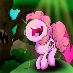 Size: 2000x2000 | Tagged: safe, artist:meotashie, derpibooru import, pinkie pie, earth pony, pony, female, image, laughter song, open mouth, png
