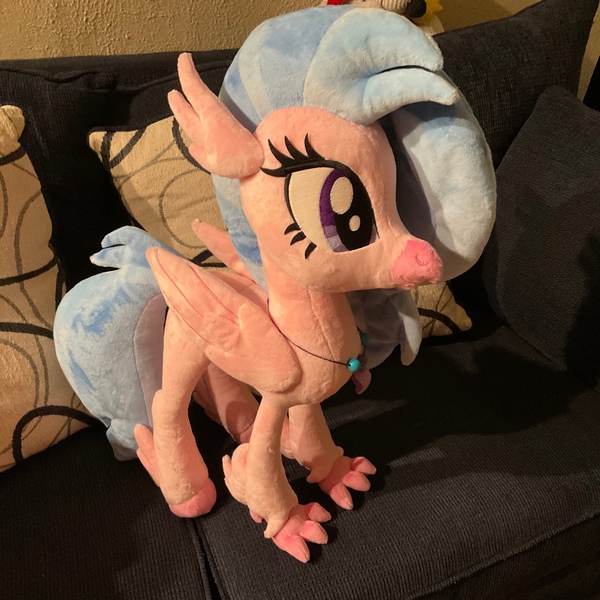 Size: 3024x3024 | Tagged: safe, artist:calusariac, derpibooru import, silverstream, hippogriff, couch, image, irl, jpeg, photo, plushie