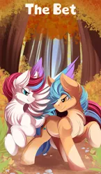 Size: 800x1378 | Tagged: safe, artist:conrie, derpibooru import, hitch trailblazer, zipp storm, earth pony, pegasus, pony, cover, duo, duo male and female, female, g5, hitchzipp, image, looking at each other, looking at someone, male, mare, png, shipping, smiling, spread wings, stallion, straight, wings