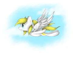 Size: 3000x2300 | Tagged: safe, artist:meotashie, derpibooru import, oc, unofficial characters only, pegasus, pony, female, flying, image, partial background, pegasus oc, png, wings