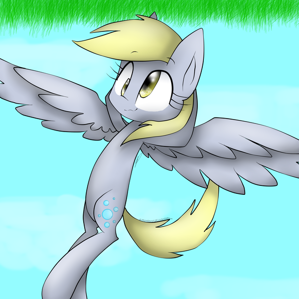 Size: 2300x2300 | Tagged: safe, artist:meotashie, derpibooru import, derpy hooves, pegasus, pony, female, grass, image, png, solo, this will end in pain, this will end in tears, upside down