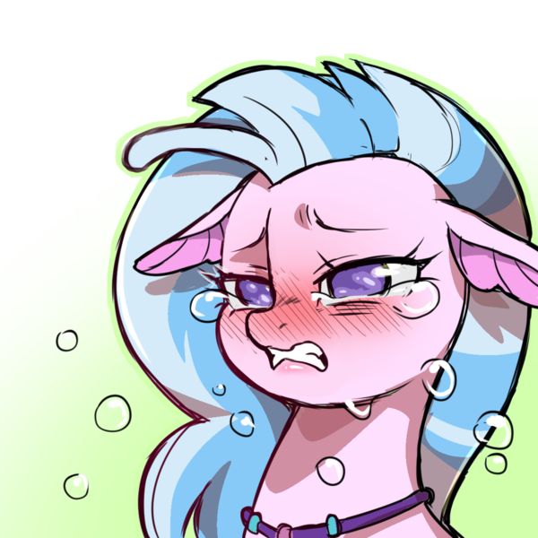 Size: 1159x1159 | Tagged: safe, artist:cold-blooded-twilight, derpibooru import, silverstream, hippogriff, seapony (g4), blue mane, blushing, bubble, crying, digital art, female, image, jewelry, necklace, png, purple eyes, sad, seapony silverstream, simple background, solo, teeth, transparent background, underwater