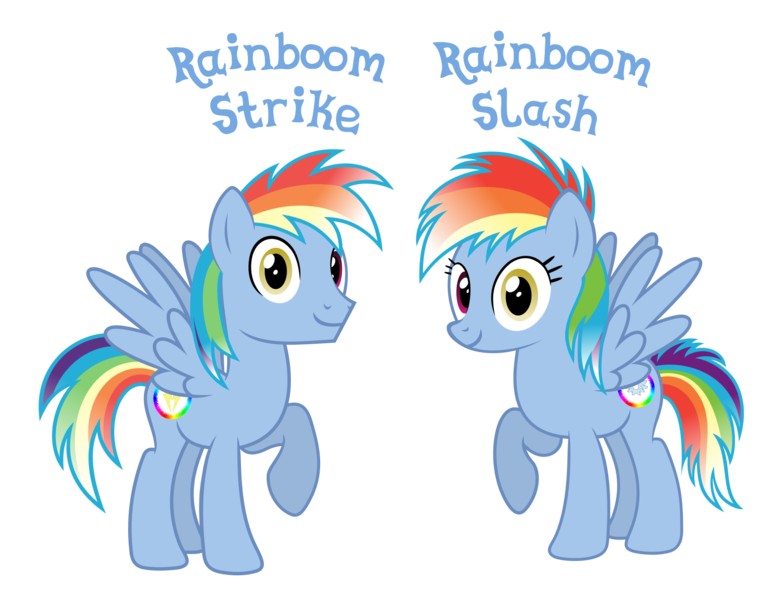 Size: 1550x1213 | Tagged: source needed, safe, anonymous artist, derpibooru import, oc, oc:rainboom slash, oc:rainboom strike, unofficial characters only, pegasus, pony, brother, brother and sister, family, female, heterochromia, image, implied incest, incest, male, mare, name, offspring, parent:rainbow blaze, parent:rainbow dash, parents:blazedash, pegasus oc, png, product of incest, siblings, simple background, sister, stallion, text, transparent background, twins, white background, wings