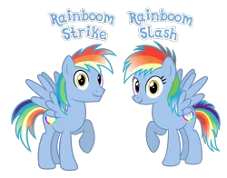 Size: 1550x1213 | Tagged: source needed, safe, anonymous artist, derpibooru import, oc, oc:rainboom slash, oc:rainboom strike, unofficial characters only, pegasus, pony, brother, brother and sister, family, female, heterochromia, image, implied incest, incest, male, mare, name, offspring, parent:rainbow blaze, parent:rainbow dash, parents:blazedash, pegasus oc, png, product of incest, siblings, simple background, sister, stallion, text, transparent background, twins, white background, wings
