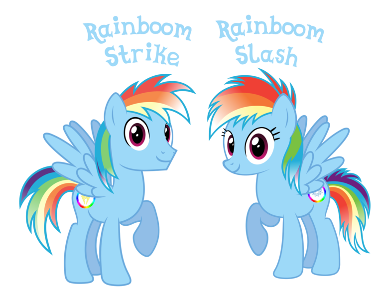 Size: 1550x1213 | Tagged: source needed, safe, anonymous artist, derpibooru import, oc, oc:rainboom slash, oc:rainboom strike, unofficial characters only, pegasus, pony, brother, brother and sister, family, female, image, incest, male, mare, name, offspring, parent:rainbow blitz, parent:rainbow dash, parents:dashblitz, pegasus oc, png, product of incest, rule 63, shipping, siblings, simple background, sister, stallion, text, transparent background, twincest, twins, white background, wings