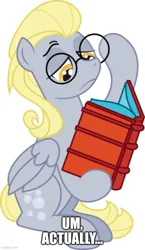 Size: 500x864 | Tagged: safe, artist:katequantum, derpibooru import, edit, idw, derpy hooves, pegasus, pony, actually, alternate hairstyle, book, bright eyes (mirror universe), dark mirror universe, female, glasses, image, jpeg, mare, mirror universe, nerd, simple background, solo, white background