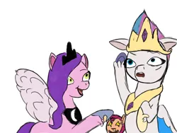 Size: 2048x1536 | Tagged: safe, artist:the crystal artist, derpibooru import, pipp petals, sunny starscout, zipp storm, earth pony, pegasus, pony, badly drawn, celestia's crown, clothes, crown, derpibooru exclusive, female, g5, horrified, image, jewelry, mare, old art, png, regalia, royal sisters (g5), shoes, siblings, simple background, sisters, smiling, starry eyes, unamused, white background, wingding eyes, wings, zipp storm is not amused