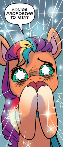 Size: 433x1011 | Tagged: safe, derpibooru import, edit, idw, sunny starscout, pony, my little pony: a new generation, spoiler:comic, spoiler:g5comic, spoiler:g5comic02, cropped, female, g5, image, jpeg, mare, starry eyes, wingding eyes