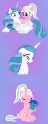 Size: 1530x3955 | Tagged: safe, artist:lillyleaf101, derpibooru import, majesty, milky way (g1), prince blue dream, princess silver swirl, pony, unicorn, crying, g1, g1 to g4, g2, g2 to g4, g4, generation leap, image, png
