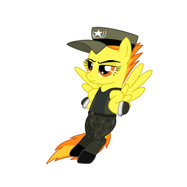 Size: 2100x2100 | Tagged: safe, artist:chanyhuman, derpibooru import, spitfire, pegasus, pony, clothes, cosplay, costume, female, flying, image, mare, military uniform, mk11, mortal kombat, mortal kombat 11, png, simple background, sonya blade, transparent background, uniform, vector