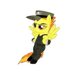 Size: 2100x2100 | Tagged: safe, artist:chanyhuman, derpibooru import, spitfire, pegasus, pony, clothes, cosplay, costume, female, flying, image, mare, military uniform, mk11, mortal kombat, mortal kombat 11, png, simple background, sonya blade, transparent background, uniform, vector