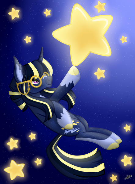 Size: 3295x4475 | Tagged: safe, artist:princessmoonsilver, derpibooru import, oc, oc:star catcher, pony, unicorn, image, jpeg, male, night, simple background, solo, stallion, stars