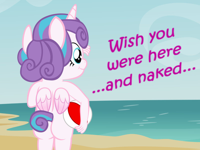 Size: 1634x1225 | Tagged: questionable, artist:papadragon69, banned from derpibooru, ponerpics import, ponybooru import, princess flurry heart, alicorn, anthro, babycon, beach, beach ball, butt, casual nudity, female, flurrybutt, image, lolicon, naked flurry heart, nude beach, nudity, png, solo, toddlercon, underage, wish you were here