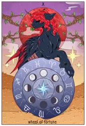 Size: 1300x1900 | Tagged: safe, artist:lebalisa, derpibooru import, oc, oc:king phoenix embers, unofficial characters only, changeling, changeling oc, commission, image, png, solo, tarot card, ych result