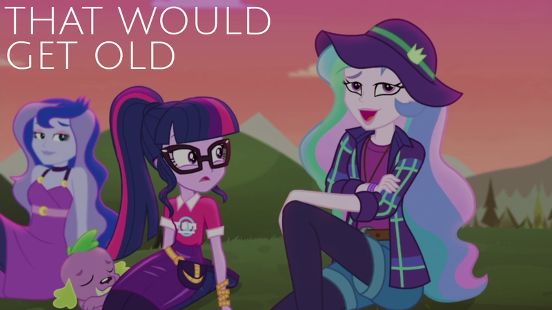 Size: 1920x1080 | Tagged: safe, derpibooru import, edit, edited screencap, editor:quoterific, screencap, princess celestia, princess luna, sci-twi, spike, spike the regular dog, twilight sparkle, dog, equestria girls, equestria girls series, the road less scheduled, spoiler:eqg series (season 2), image, png, principal celestia, vice principal luna