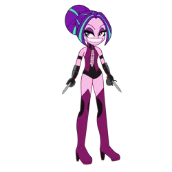 Size: 2100x2100 | Tagged: safe, artist:chanyhuman, derpibooru import, aria blaze, human, equestria girls, clothes, cosplay, costume, female, image, mileena, mortal kombat, ninja, png, scythe, sharp teeth, sleeveless, teeth, ultimate mortal kombat 3, vector