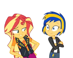 Size: 1280x1025 | Tagged: safe, artist:mlpfan3991, artist:ravenwolf-bases, derpibooru import, sunset shimmer, oc, oc:flare spark, equestria girls, duo, duo female, equestria girls-ified, female, image, png, simple background, transparent background