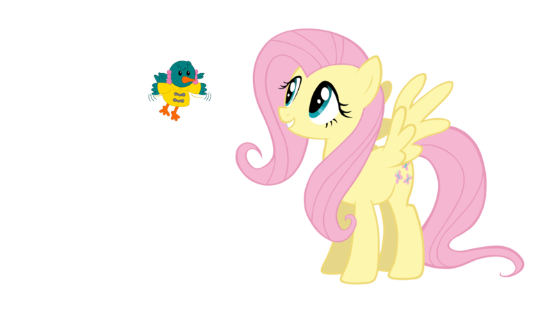 Size: 1920x1080 | Tagged: safe, artist:ianpony98, derpibooru import, fluttershy, oc, oc:sunny, bird, crossover, flying, image, png, raincoat