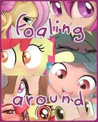 Size: 400x500 | Tagged: safe, apple bloom, cozy glow, fluttershy, scootaloo, art pack:foaling around, advertisement, cropped, image, png