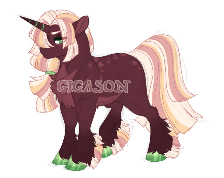 Size: 2900x2300 | Tagged: safe, artist:gigason, derpibooru import, oc, oc:harvest moon, pony, unicorn, female, image, mare, obtrusive watermark, offspring, parent:big macintosh, parent:twilight sparkle, parents:twimac, png, simple background, solo, transparent background, watermark