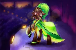 Size: 1100x726 | Tagged: safe, artist:limreiart, derpibooru import, oc, oc:scrappy rug, pegasus, clothes, dress, fanfic art, image, jpeg, pegasus oc, singing, wings