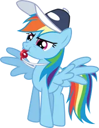 Size: 3000x3875 | Tagged: safe, artist:cloudyglow, derpibooru import, rainbow dash, pegasus, pony, may the best pet win, blowing, blowing whistle, cap, coach rainbow dash, cutie mark, female, hat, high res, image, mare, png, rainbow dashs coaching whistle, simple background, transparent background, vector, whistle, whistle necklace