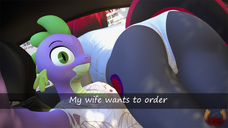 Size: 7680x4320 | Tagged: questionable, alternate version, artist:loveslove, derpibooru import, spike, oc, anthro, dragon, 3d, absurd file size, absurd resolution, alternate character, ass, butt, canon x oc, car, car interior, clothes, commission, duo, duo male and female, female, he wants to order, image, looking at you, male, meme, older, older spike, panties, panty shot, png, selfie, shirt, smiling, smiling at you, tongue out, underwear, vehicle, white panties, white underwear